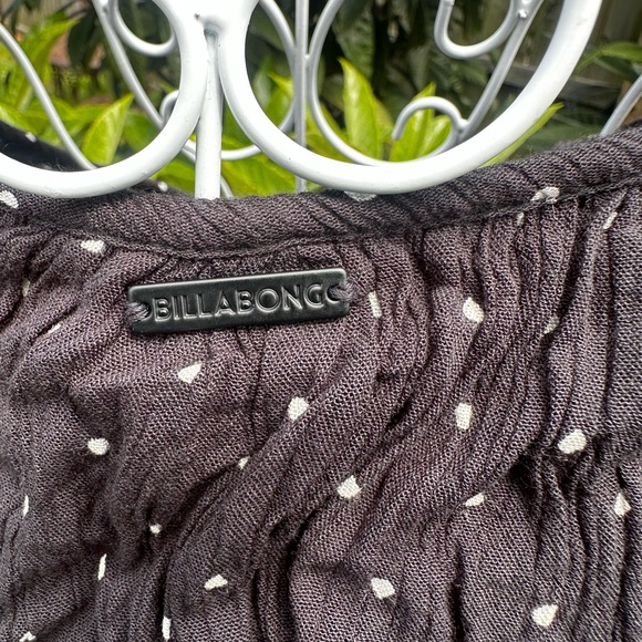 Billabong Take Away Long Sleeve Mini Dress Black w/ Polka Dots Plunge Size XS - Picture 5 of 7